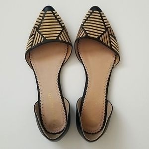 Gold & Black woven striped flats (like new)